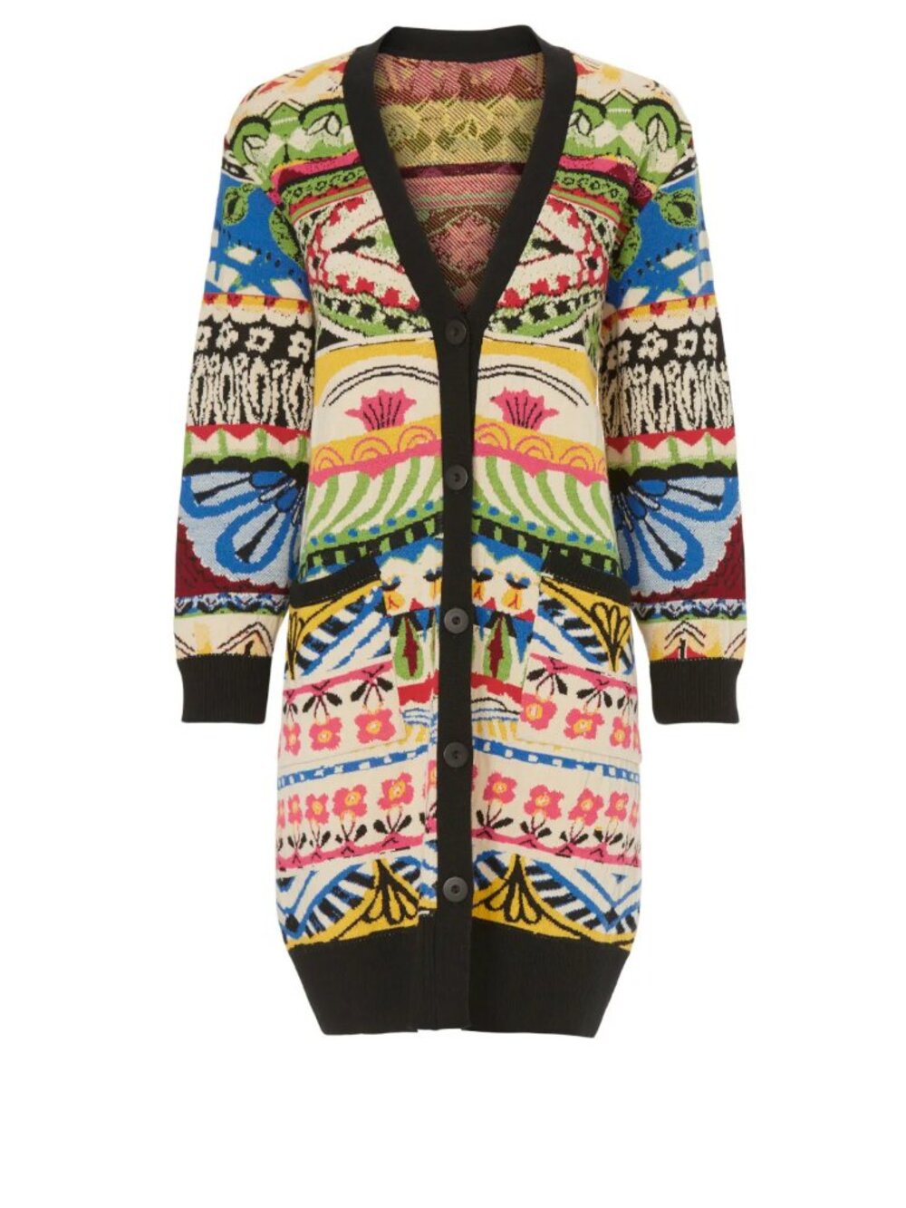 ALDOMARTINS Nashira Sweater Longline Unique Scandi Cardigan multi pattern Warm